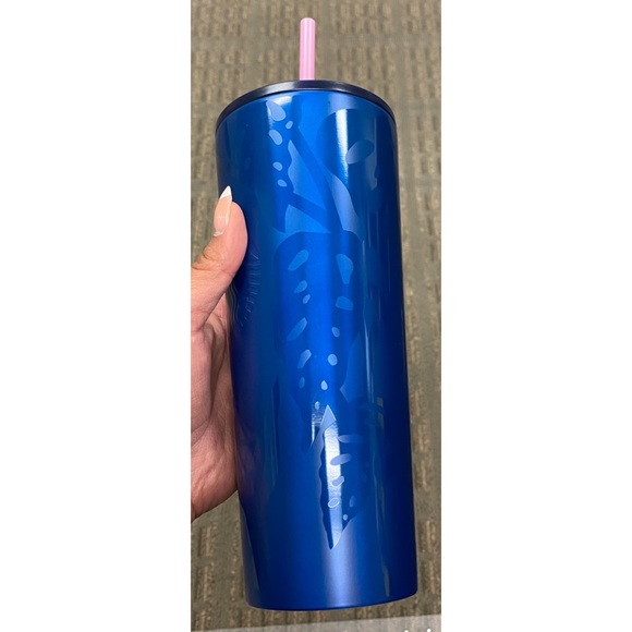NEW Starbucks 2021 Blue Tropical Leaf Tumbler - Picture 3 of 4